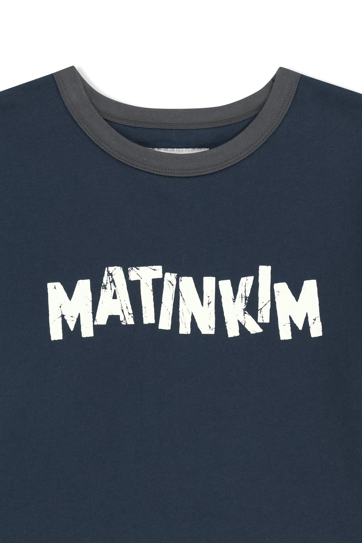 matinkim MATIN LOGO RINGER CROP TOP IN NAVY