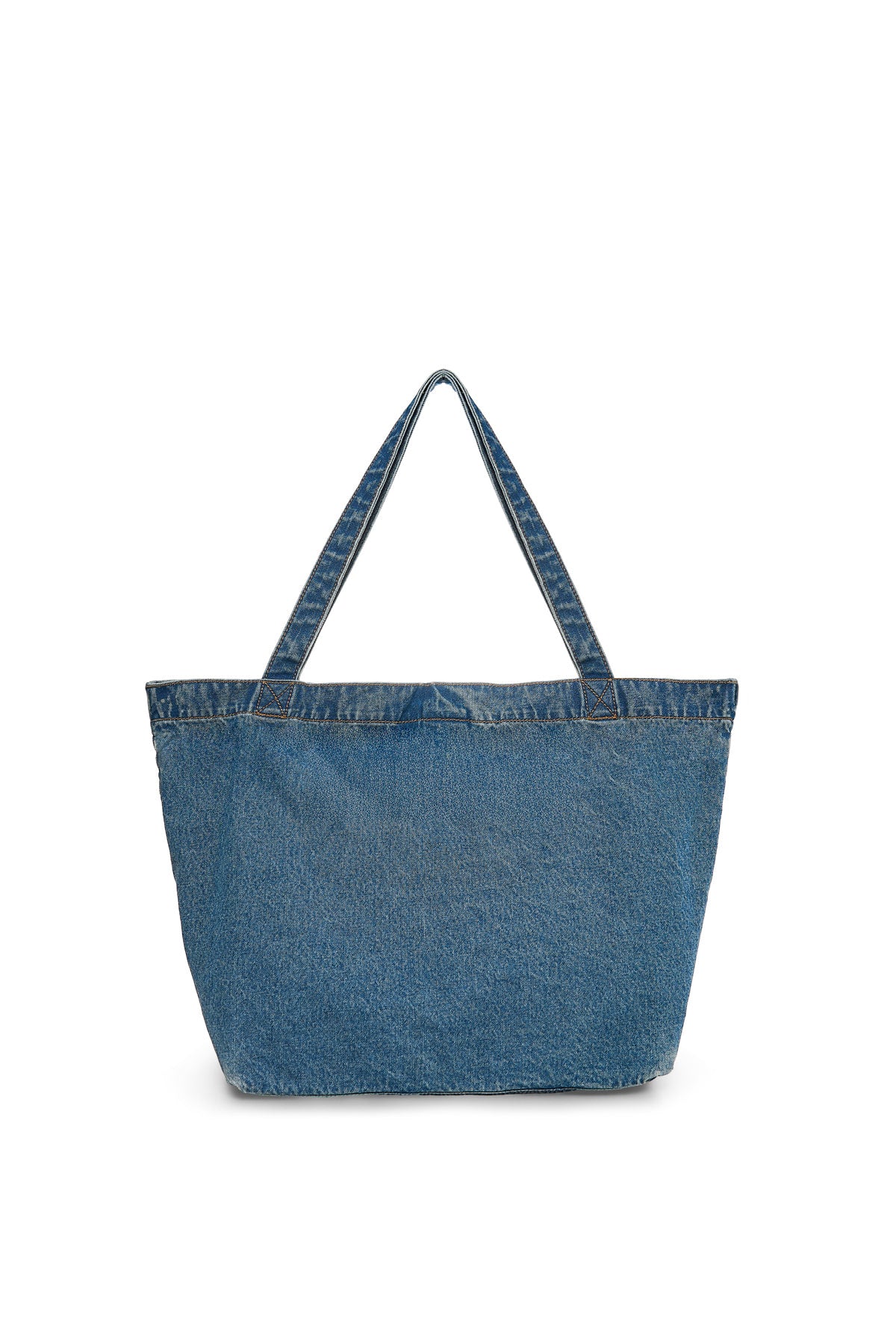 matinkim MATIN STITCH DENIM SHOULDER BAG IN BLUE