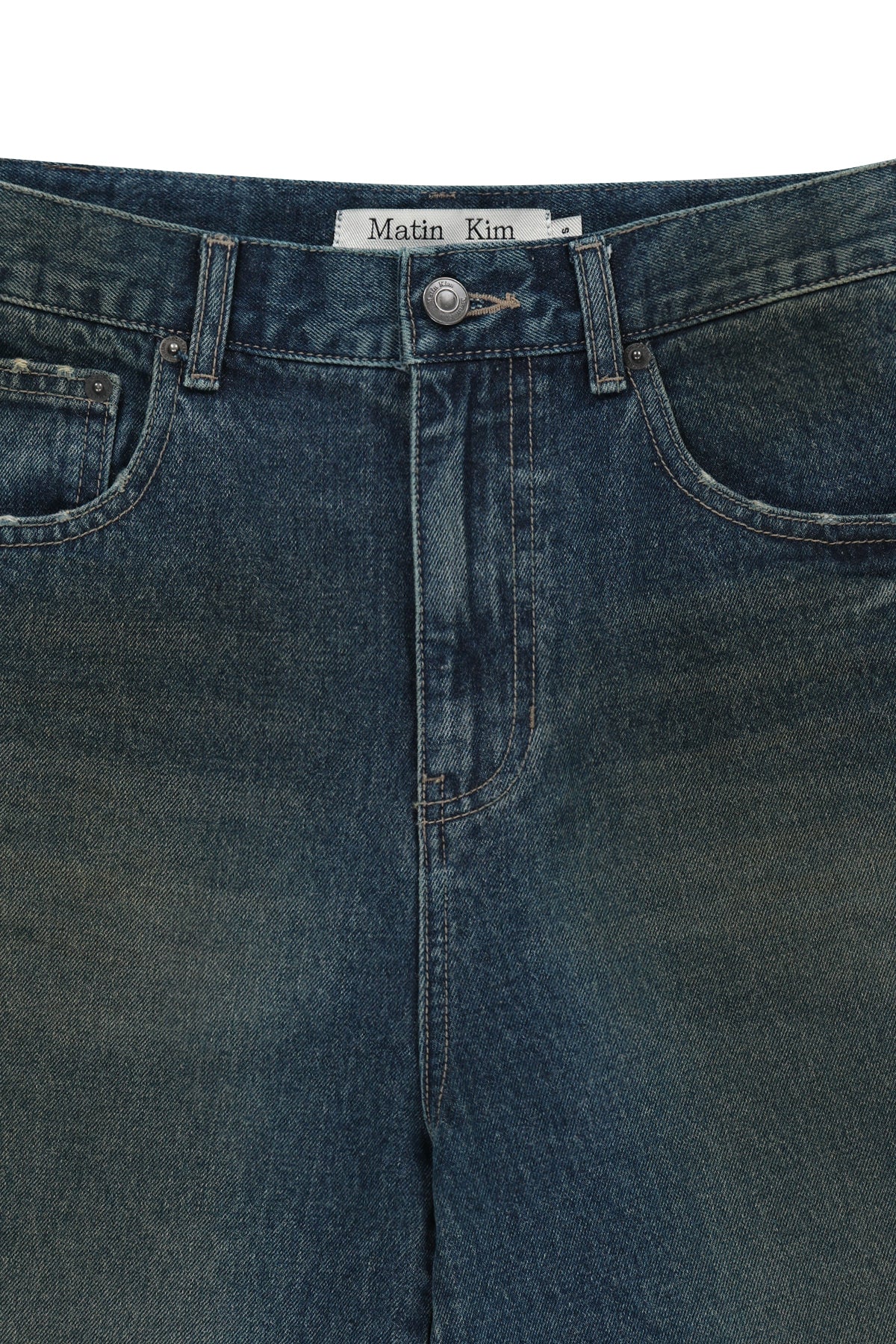 matinkim CARPENTER BERMUDA DENIM PANTS IN BLUE