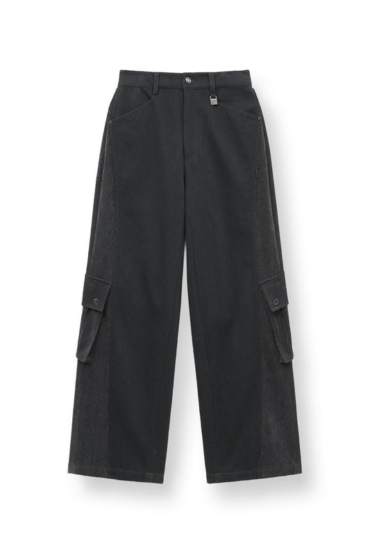 matinkim BIG POCKET TWO TONE WIDE PANTS IN CHARCOAL