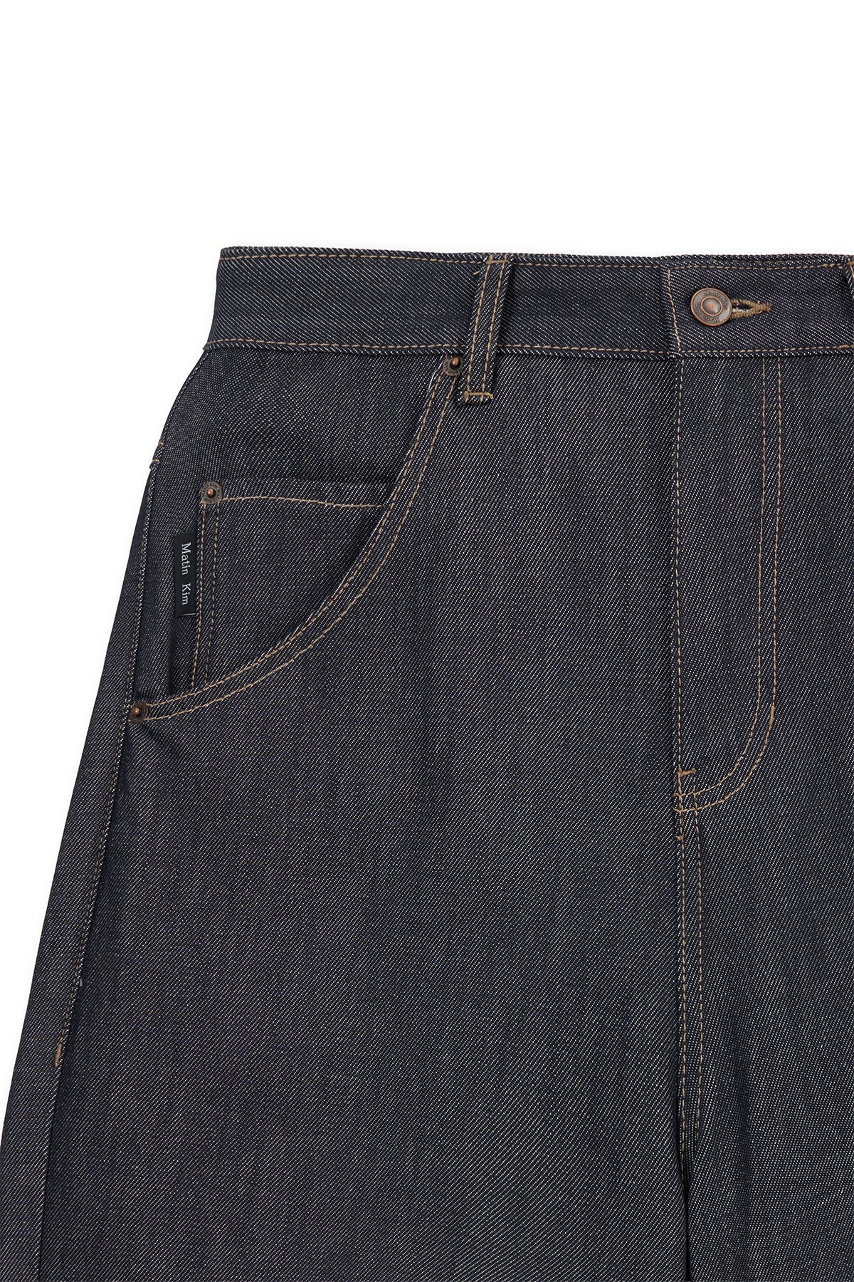 matinkim DART POINT DENIM PANTS IN DARK NAVY