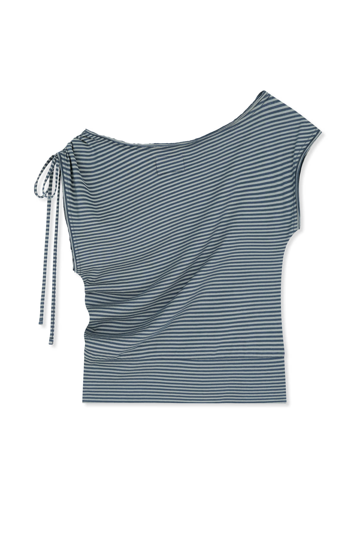 matinkim DRAPED ASYMMETRIC SLEEVELESS TOP IN SMOKE BLUE