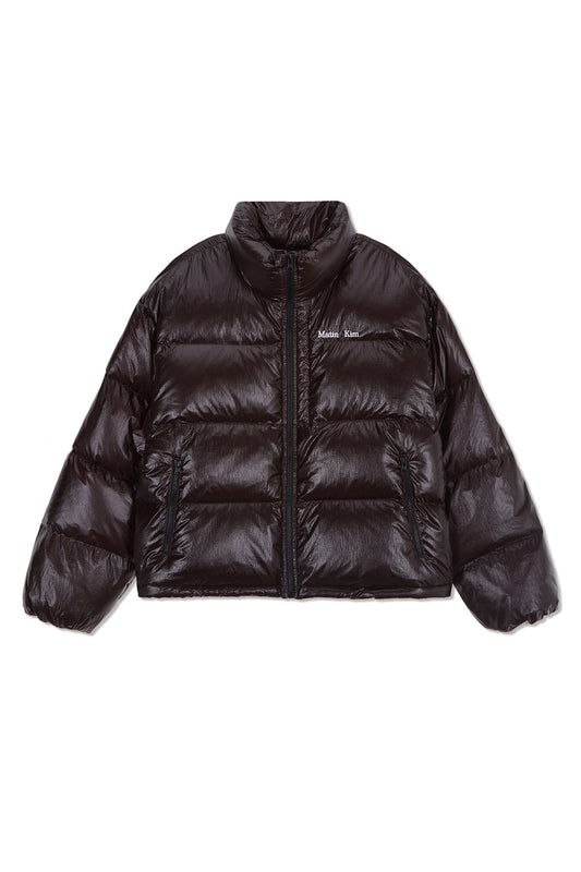 matinkim SMALL LOGO VOLUME DOWN JUMPER FOR MEN IN DARK BROWN