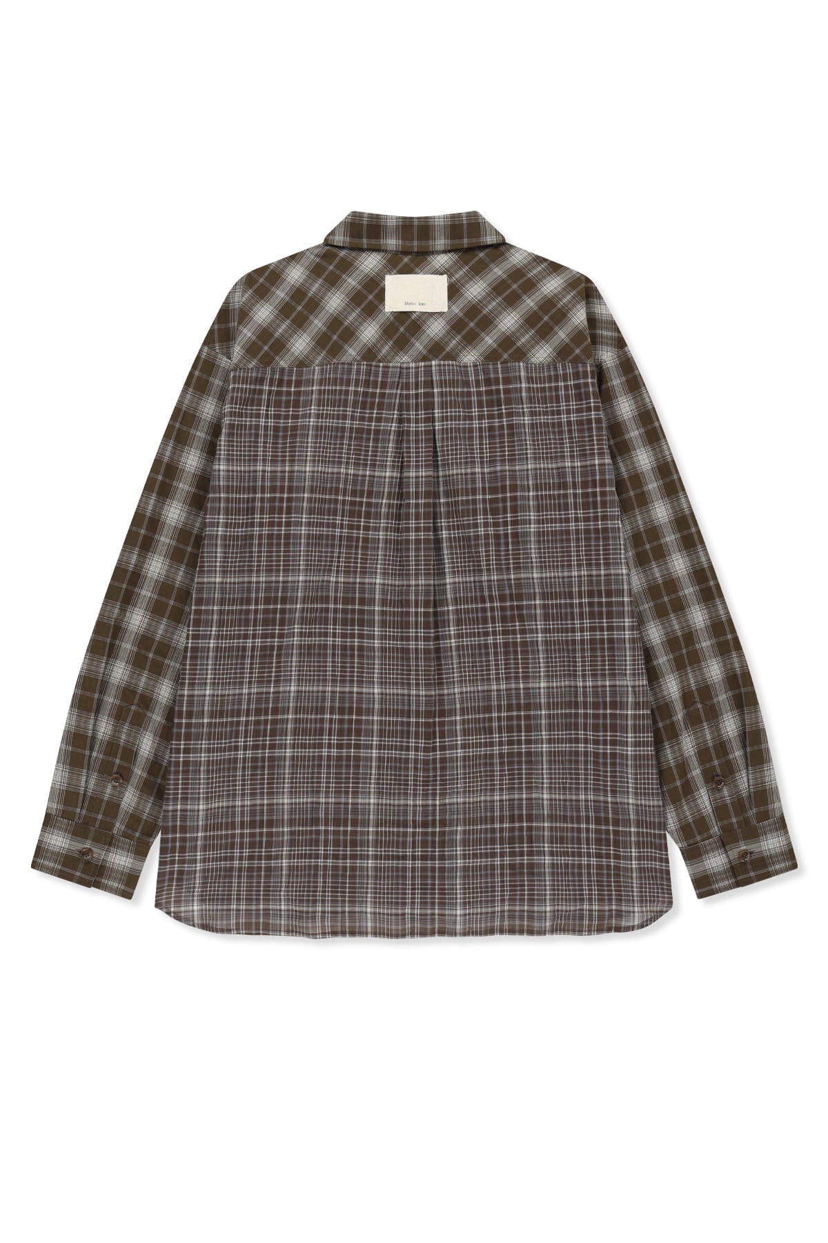 matinkim MIXED CHECK OVER FIT SHIRT IN BROWN