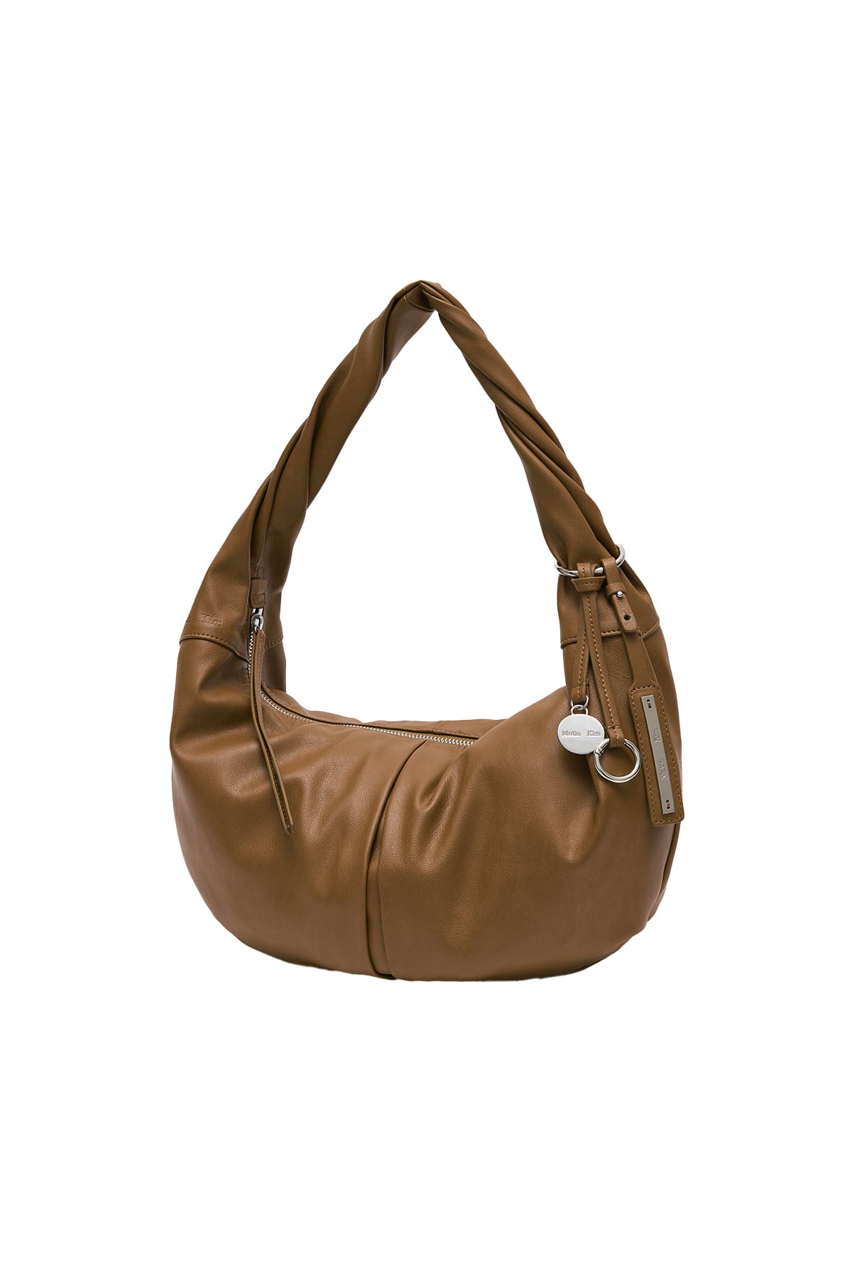 matinkim TWIST HANDLE SMALL HOBO BAG IN BROWN