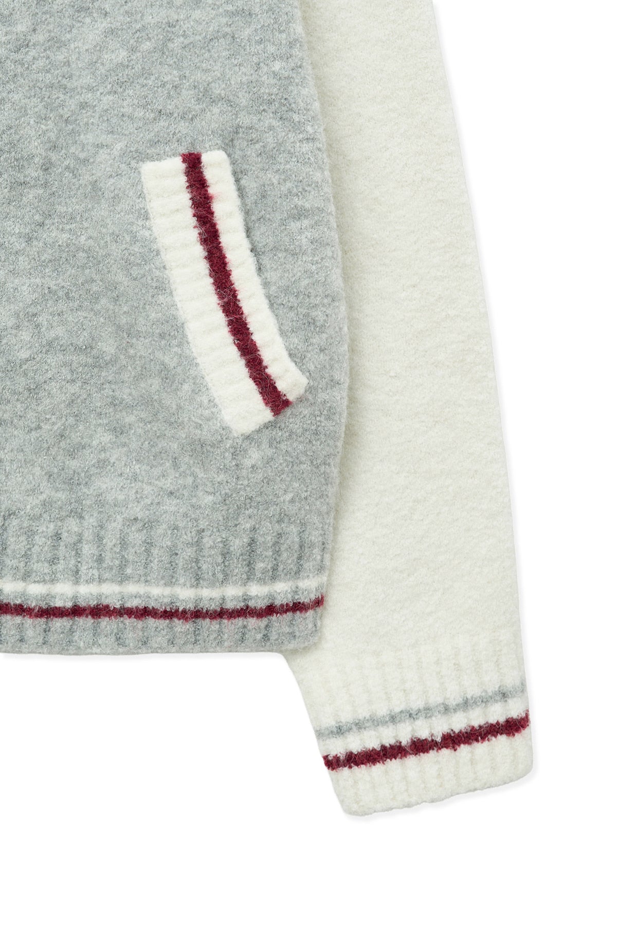 matinkim HIGH NECK RAGLAN KNIT ZIP UP FOR WOMEN IN IVORY