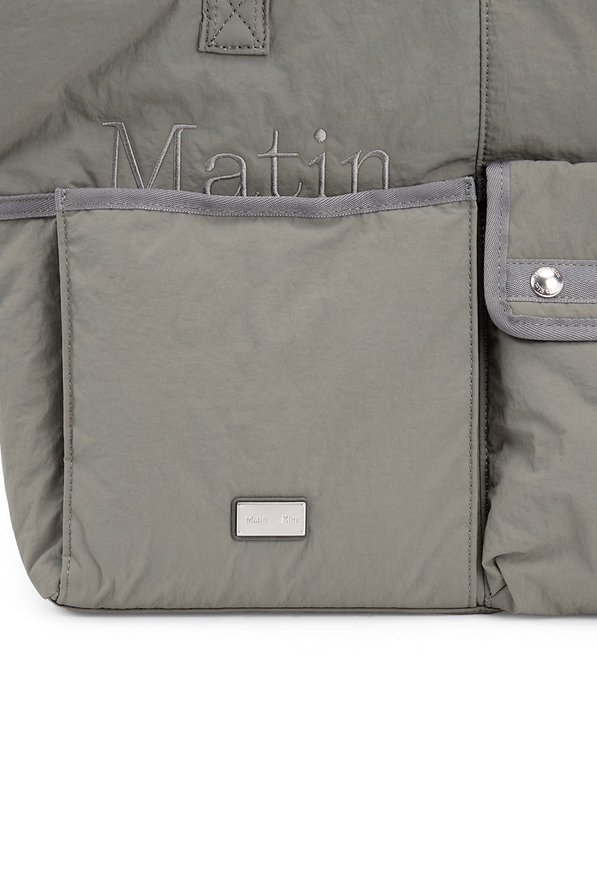 matinkim POCKET UTILITY NYLON BIG SHOULDER BAG IN KHAKI
