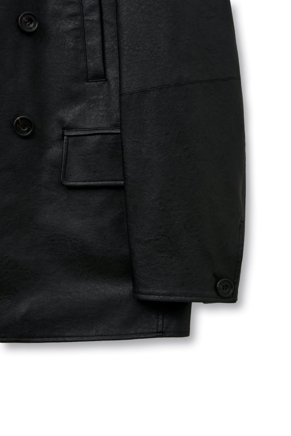 matinkim FAUX LEATHER DOUBLE JACKET FOR MEN IN BLACK