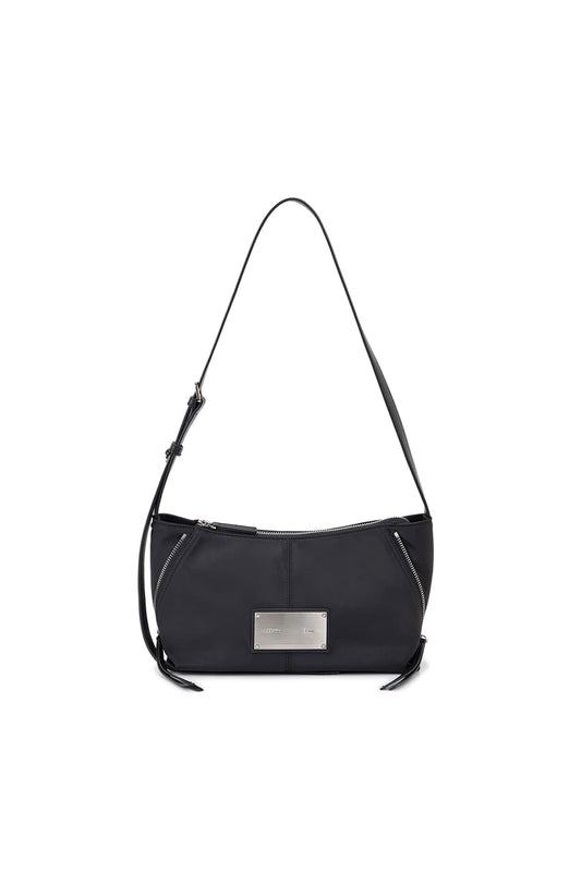 matinkim SIDE ZIPPER FABRIC TWO WAY BAG IN BLACK