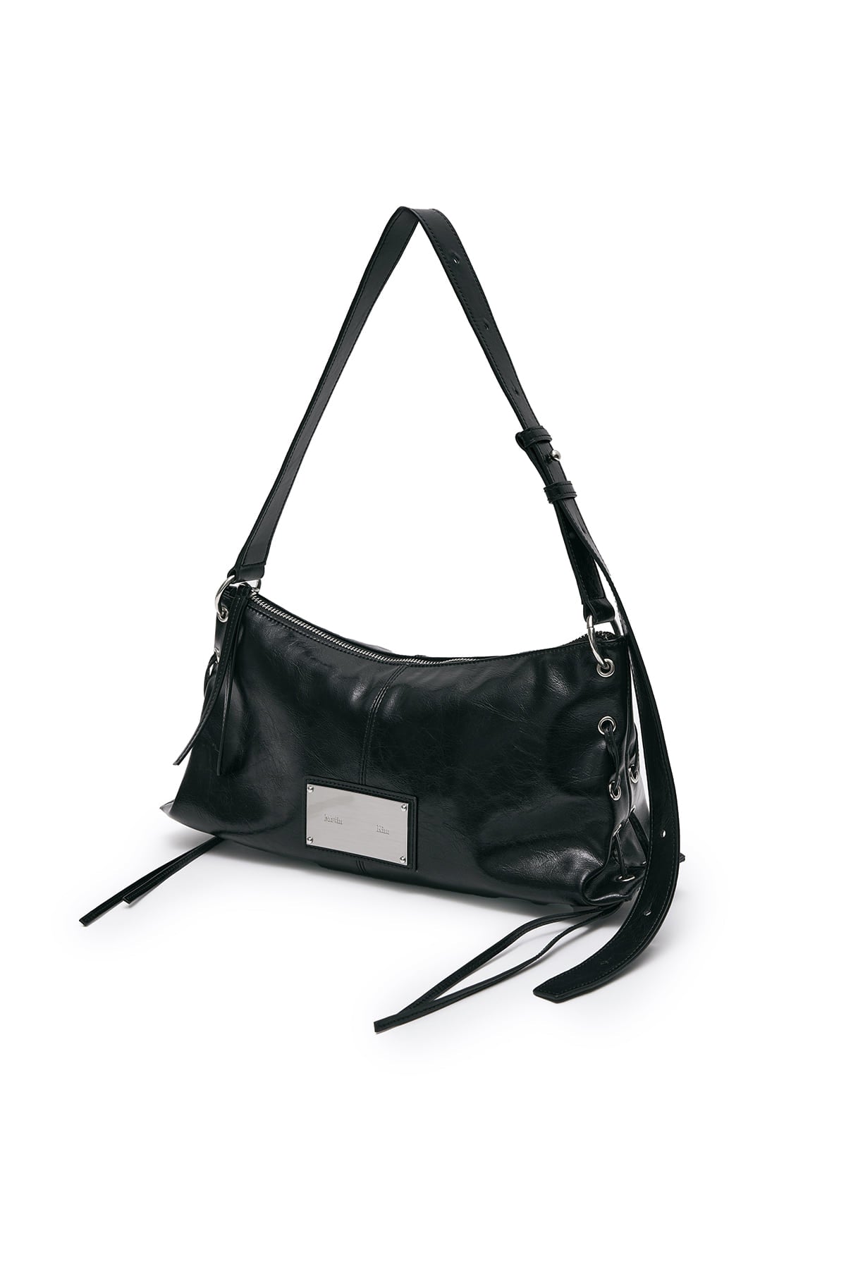 matinkim EYELET SHIRRING SHOULDER BAG IN BLACK