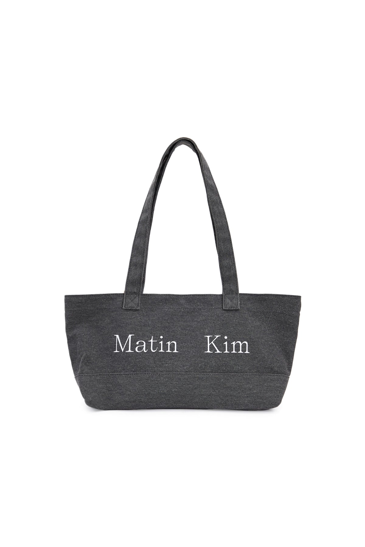 matinkim MATIN LOGO CANVAS WIDE SHOULDER BAG IN CHARCOAL