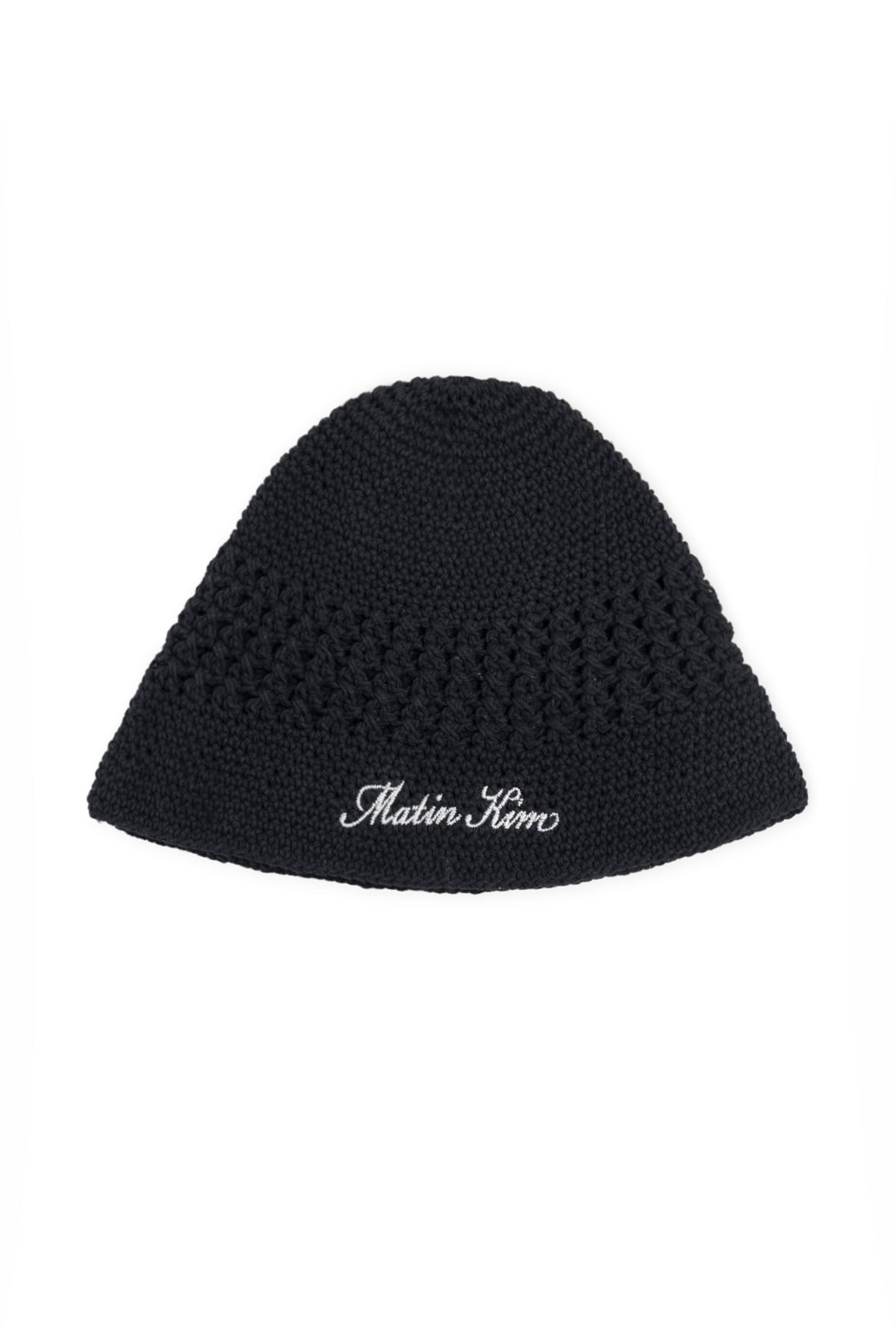 matinkim CROCHET COTTON BUCKET HAT IN BLACK
