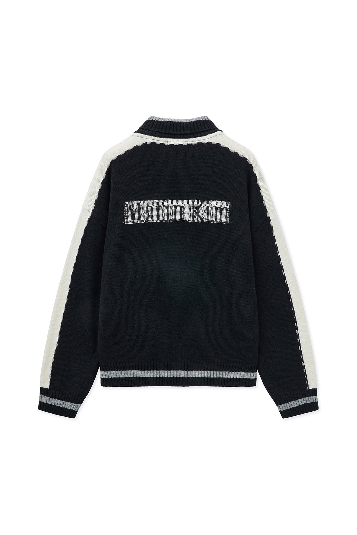 matinkim MATIN KIM INITIAL KNIT ZIP UP FOR MEN IN BLACK