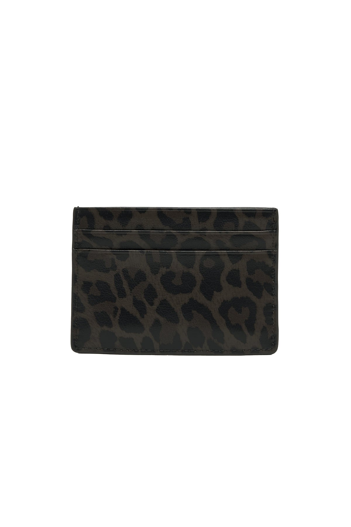 matinkim LEOPARD VINTAGE CARD WALLET IN CHARCOAL