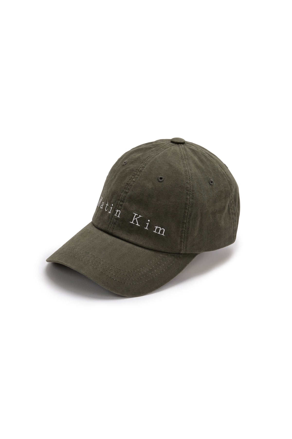 matinkim MATIN HERRINGBONE TYPO BALL CAP IN KHAKI