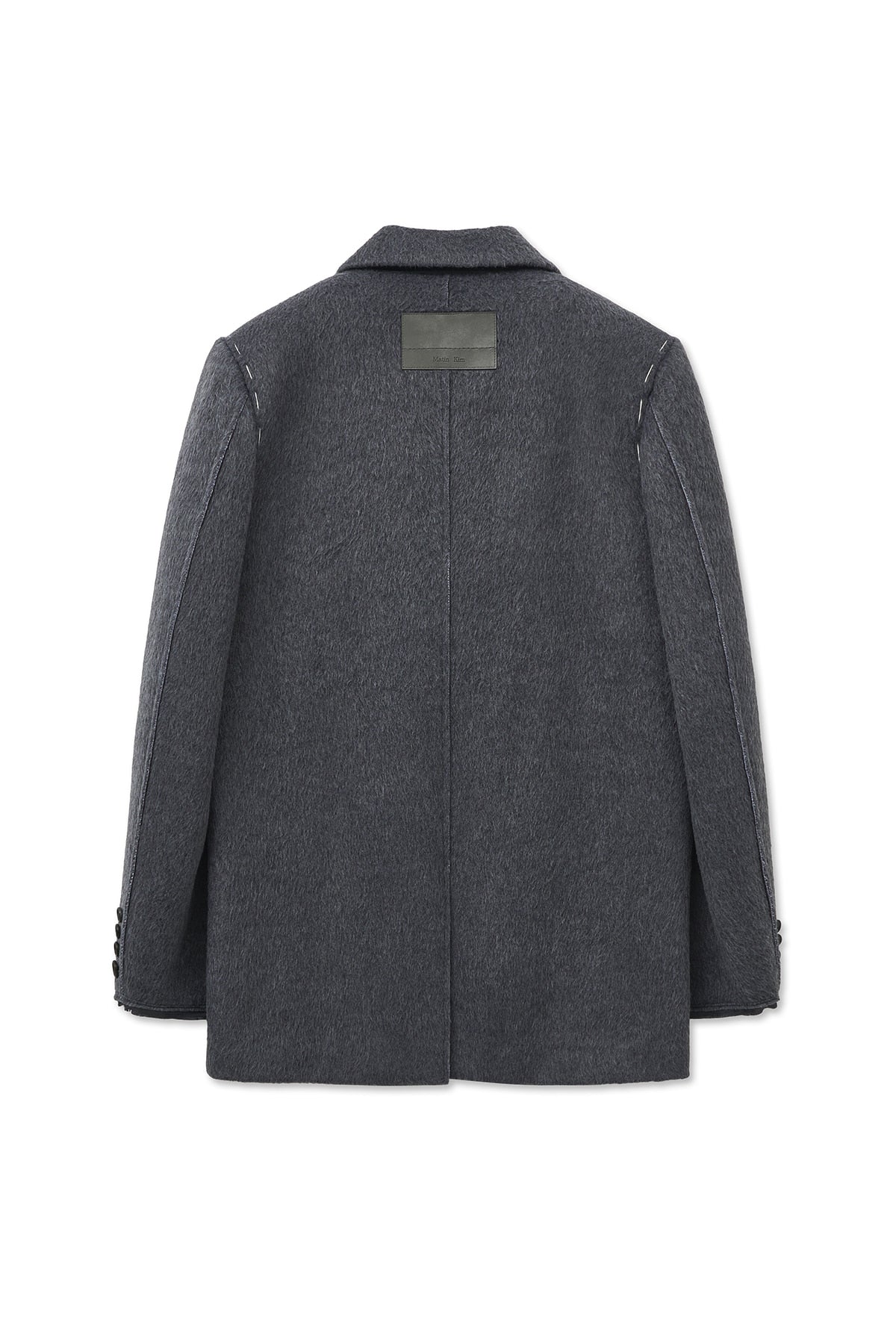 matinkim HAIRY OVERFIT STITCH SINGLE JACKET IN GREY