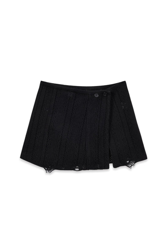 matinkim PUNCHING WRAP MINI SKIRT IN BLACK