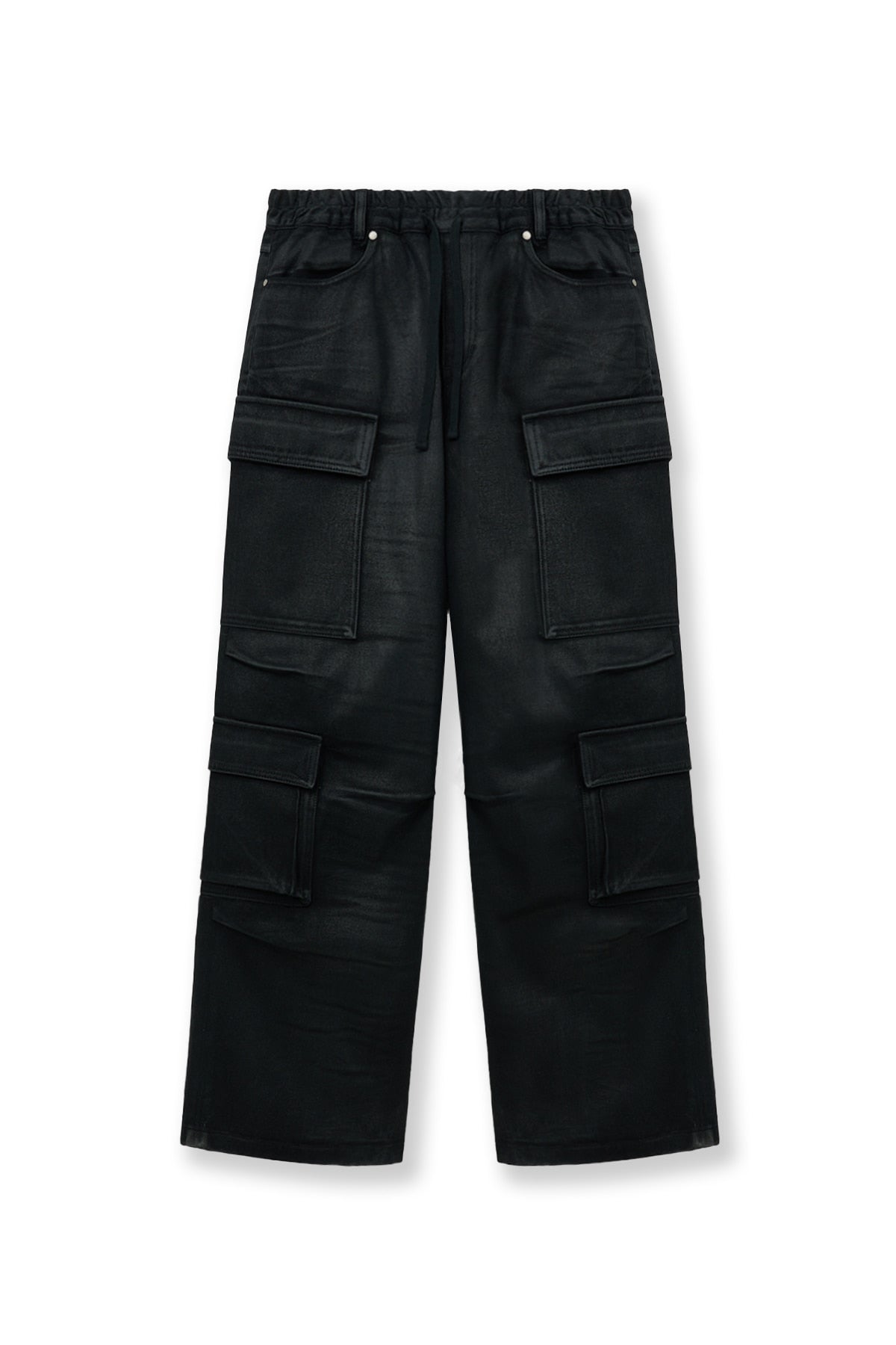 matinkim COATING CARGO DENIM PANTS IN BLACK