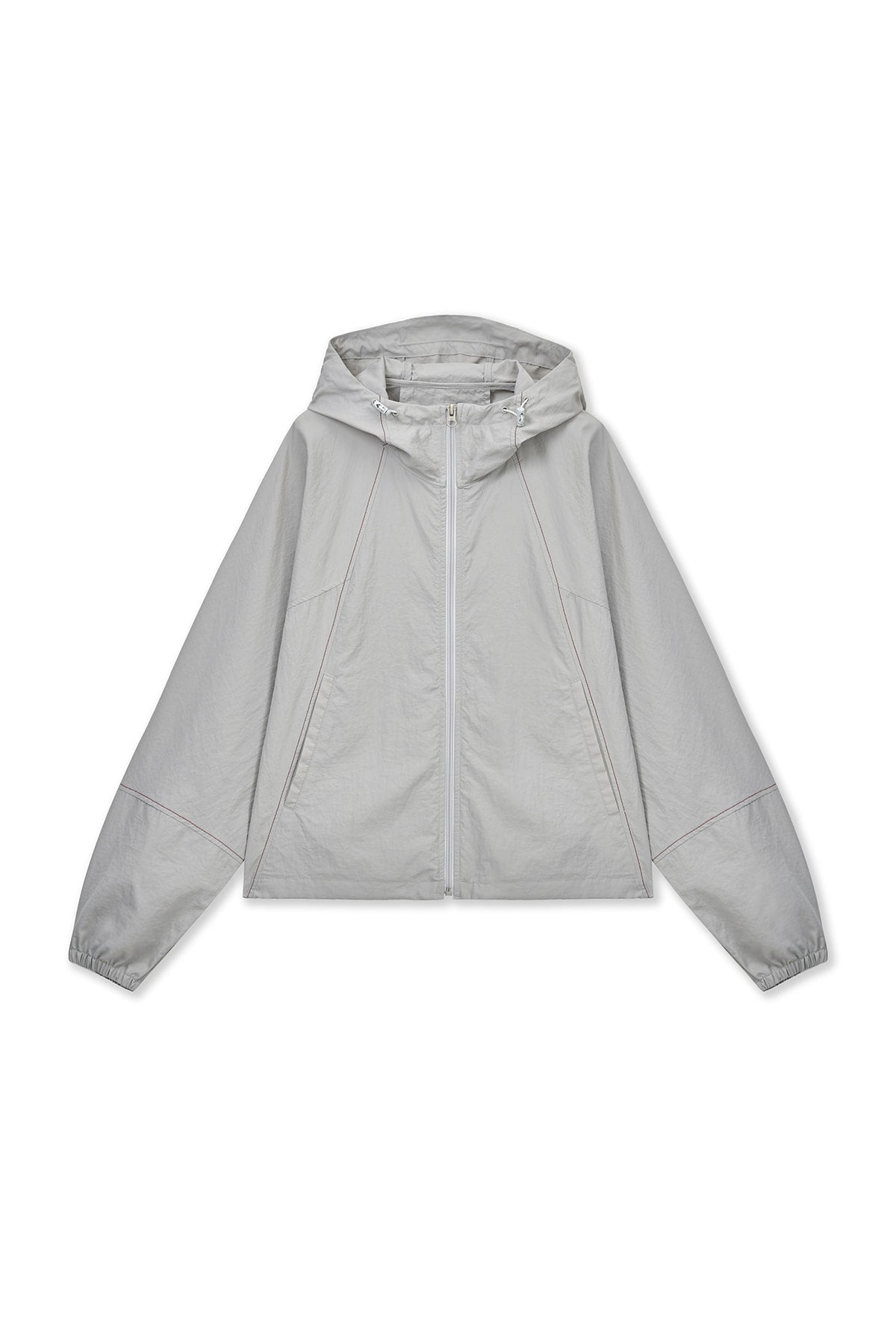 matinkim CROPPED BACK LOGO HOODY WIND BREAKER IN LIGHT BEIGE