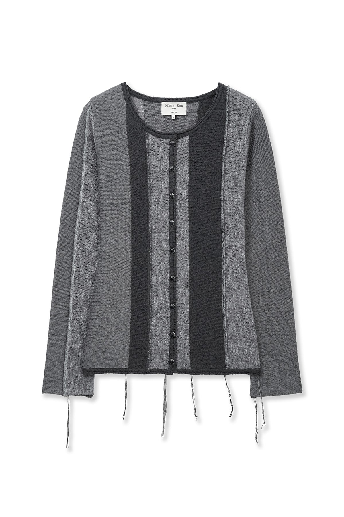 matinkim COLOR BLOCK SLIM KNIT CARDIGAN IN CHARCOAL
