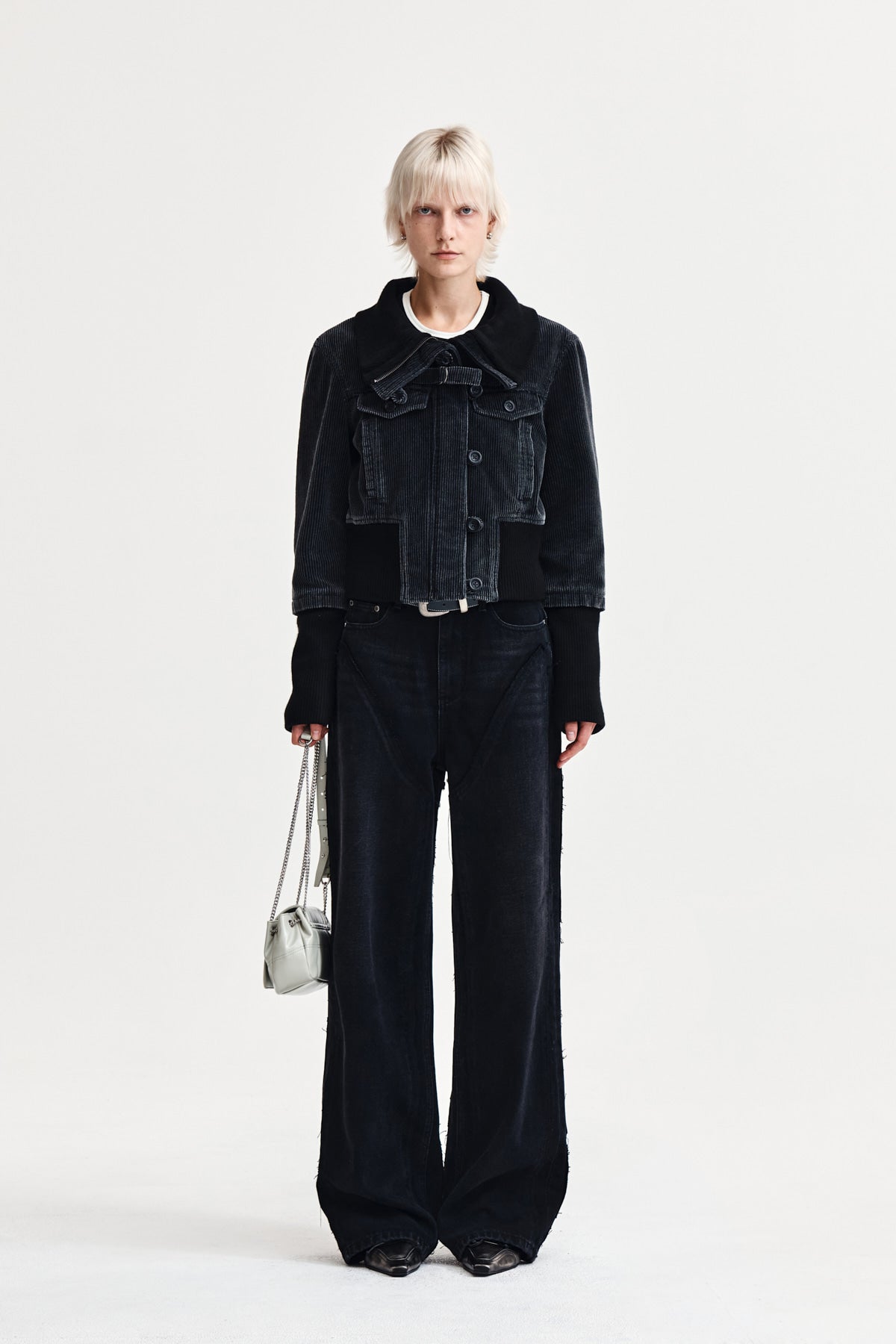 matinkim WESTERN STRAIGHT FIT DENIM PANTS IN BLACK