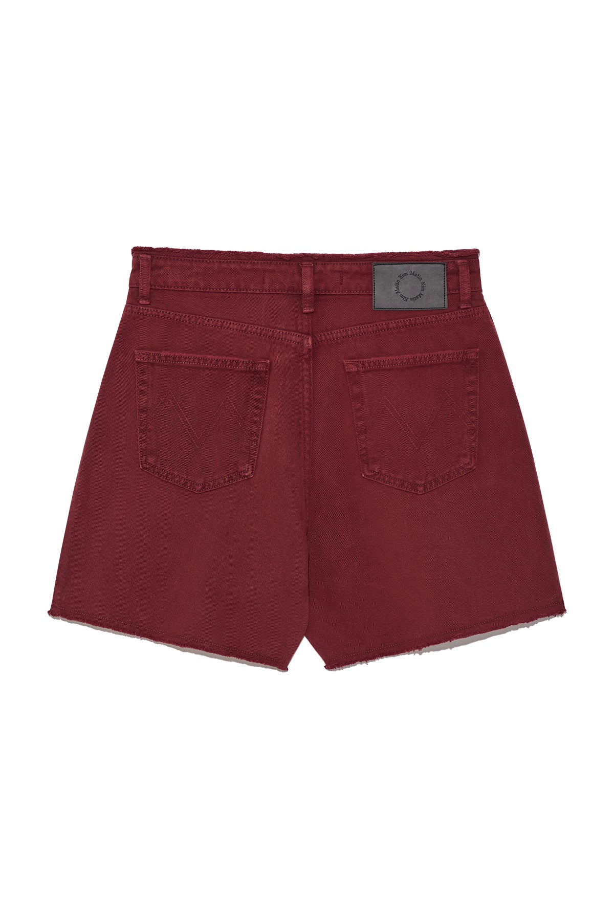 matinkim CUT LINE POINT DENIM SHORTS IN RED