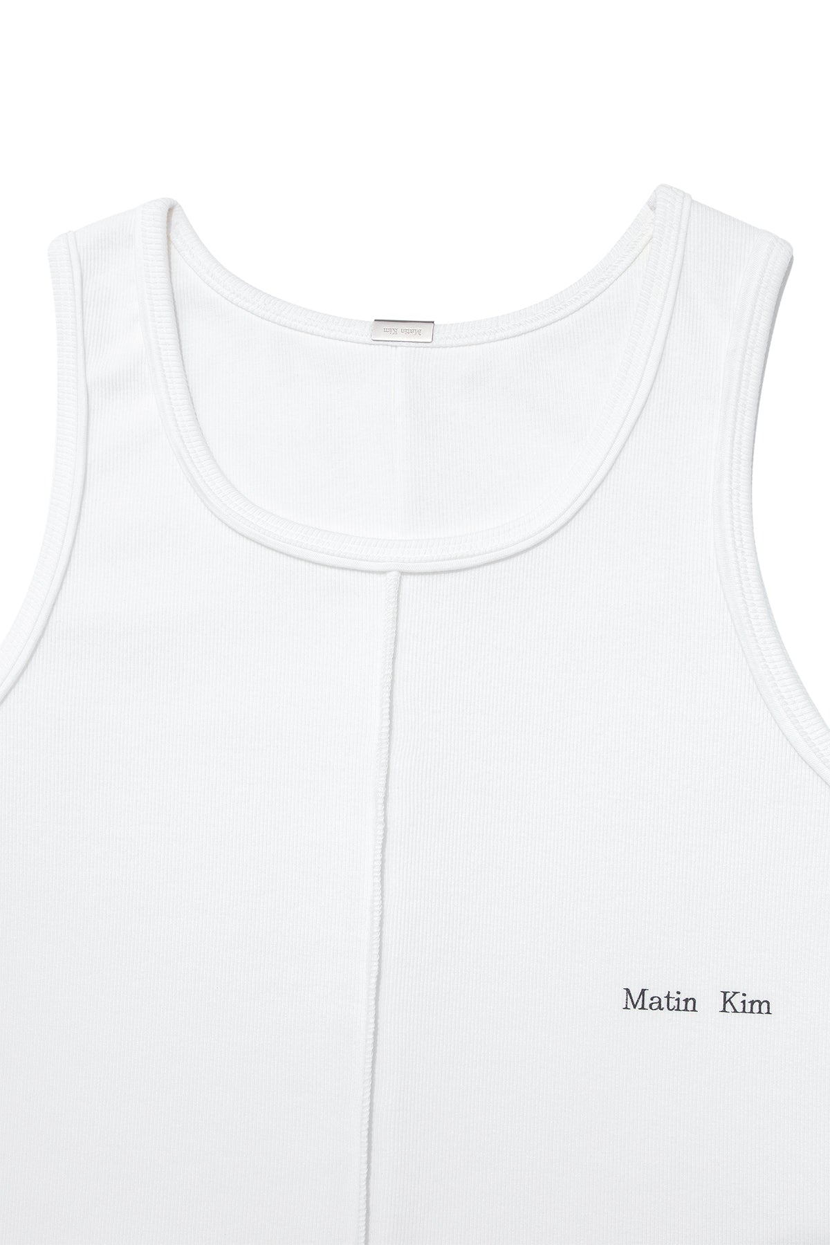 matinkim SMALL LOGO PINTUCK SLEEVELESS TOP FOR MEN IN WHITE