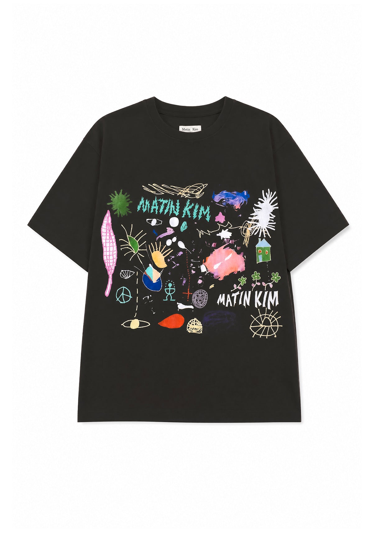 matinkim ARTIST PROJECT MATIN KIM X STEFAN MEIER ARTWORK TOP IN DARK GREY
