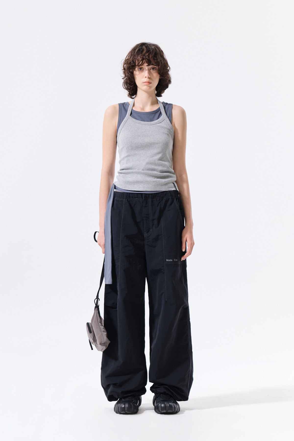 matinkim MULTI PANEL PARACHUTE PANTS IN BLACK