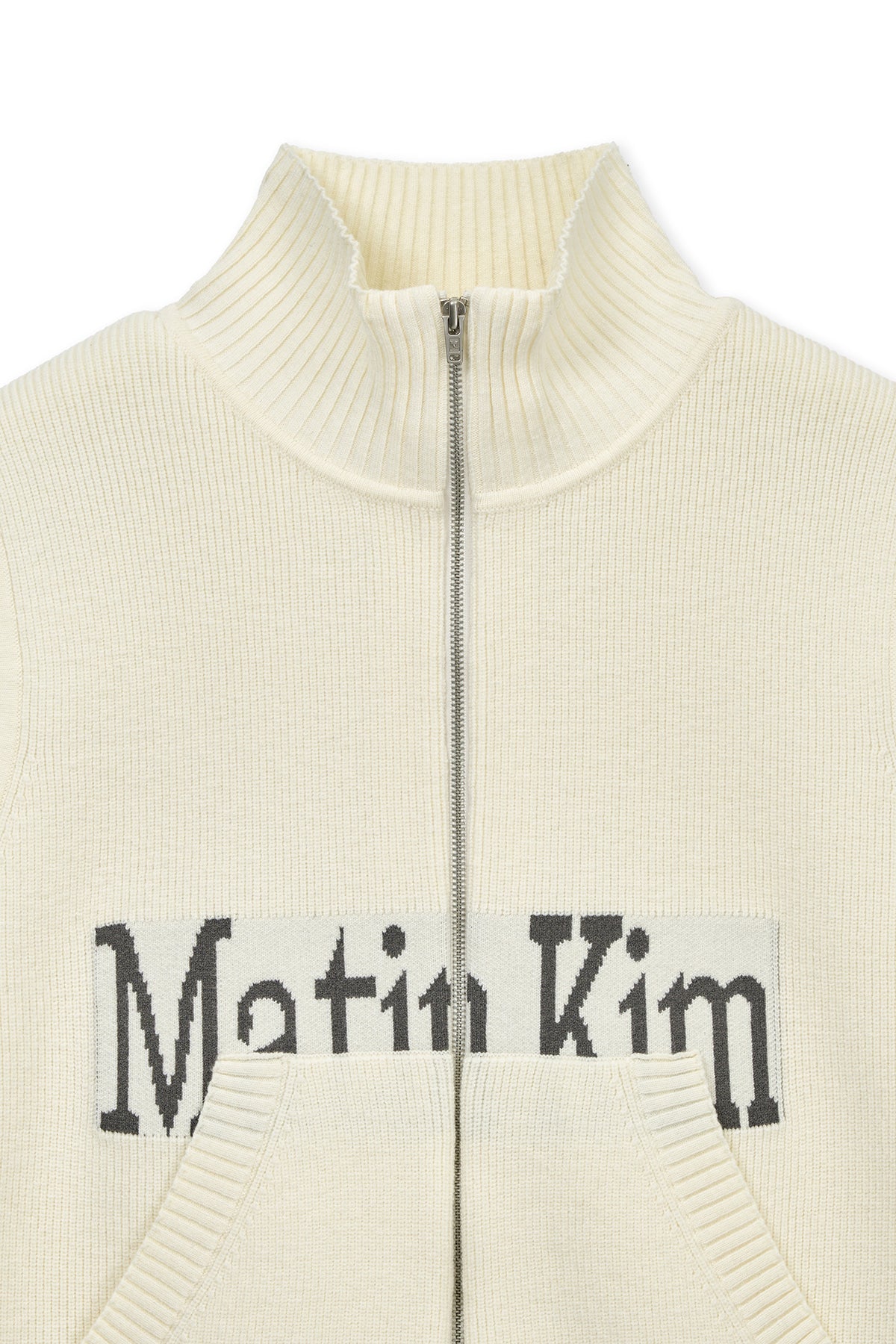 matinkim MATIN SPELL POINT KNIT ZIP UP VEST IN IVORY