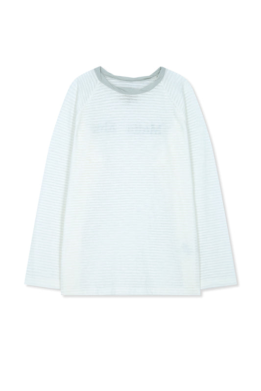 matinkim TWIST BOAT NECK STRIPE LOGO TOP IN WHITE