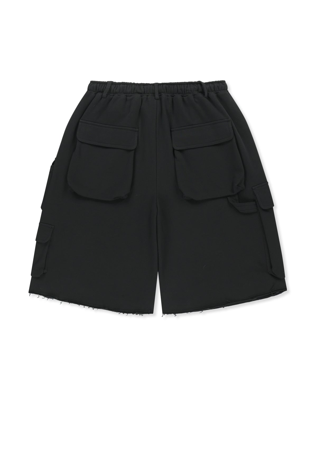 matinkim TERRY UTILITY POCKET BERMUDA PANTS IN BLACK