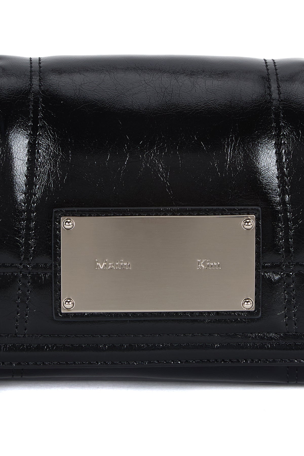 matinkim GLOSSY QUILTING SMALL CHAIN BAG IN BLACK