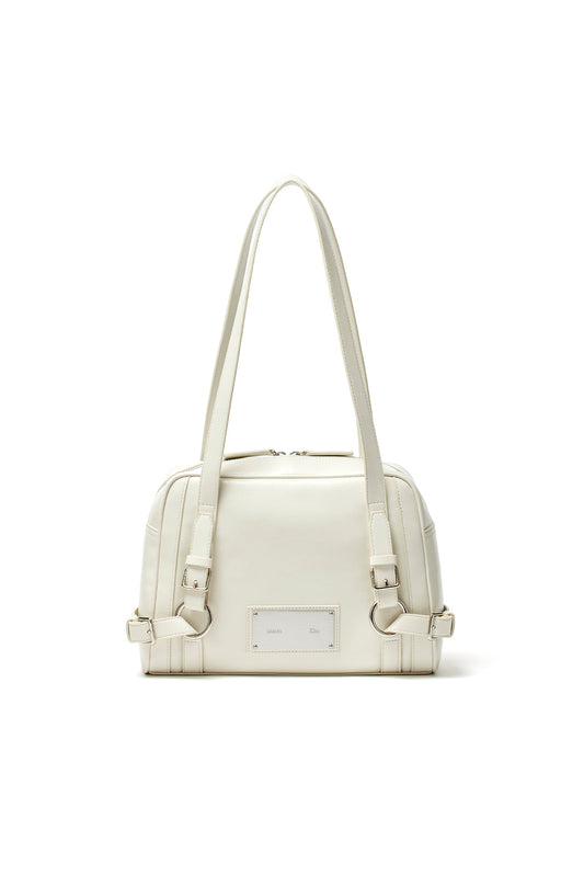 matinkim BIKER DETAIL SQUARE SHOULDER BAG IN IVORY