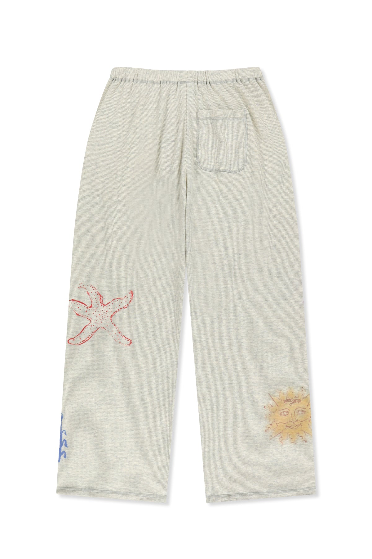 matinkim SKETCH GRAFFITI WAFFLE PANTS IN LIGHT BEIGE
