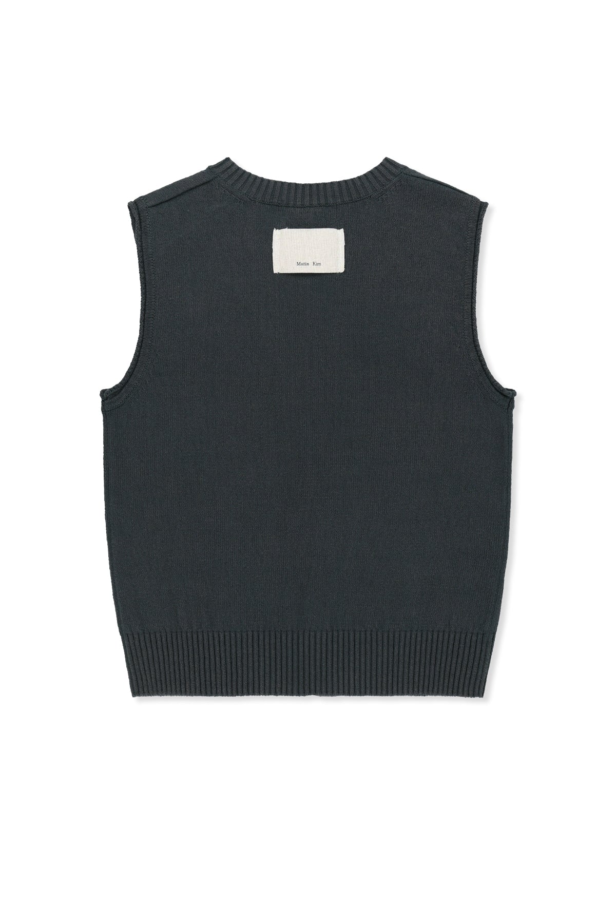 matinkim POCKET WASHED KNIT VEST IN CHARCOAL