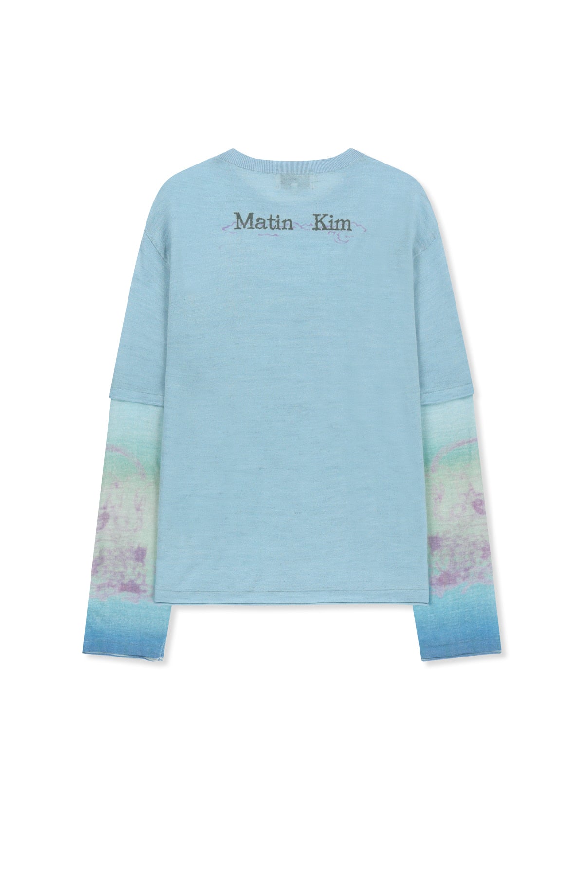 matinkim SLEEVE PRINT KNIT PULLOVER IN LIGHT BLUE