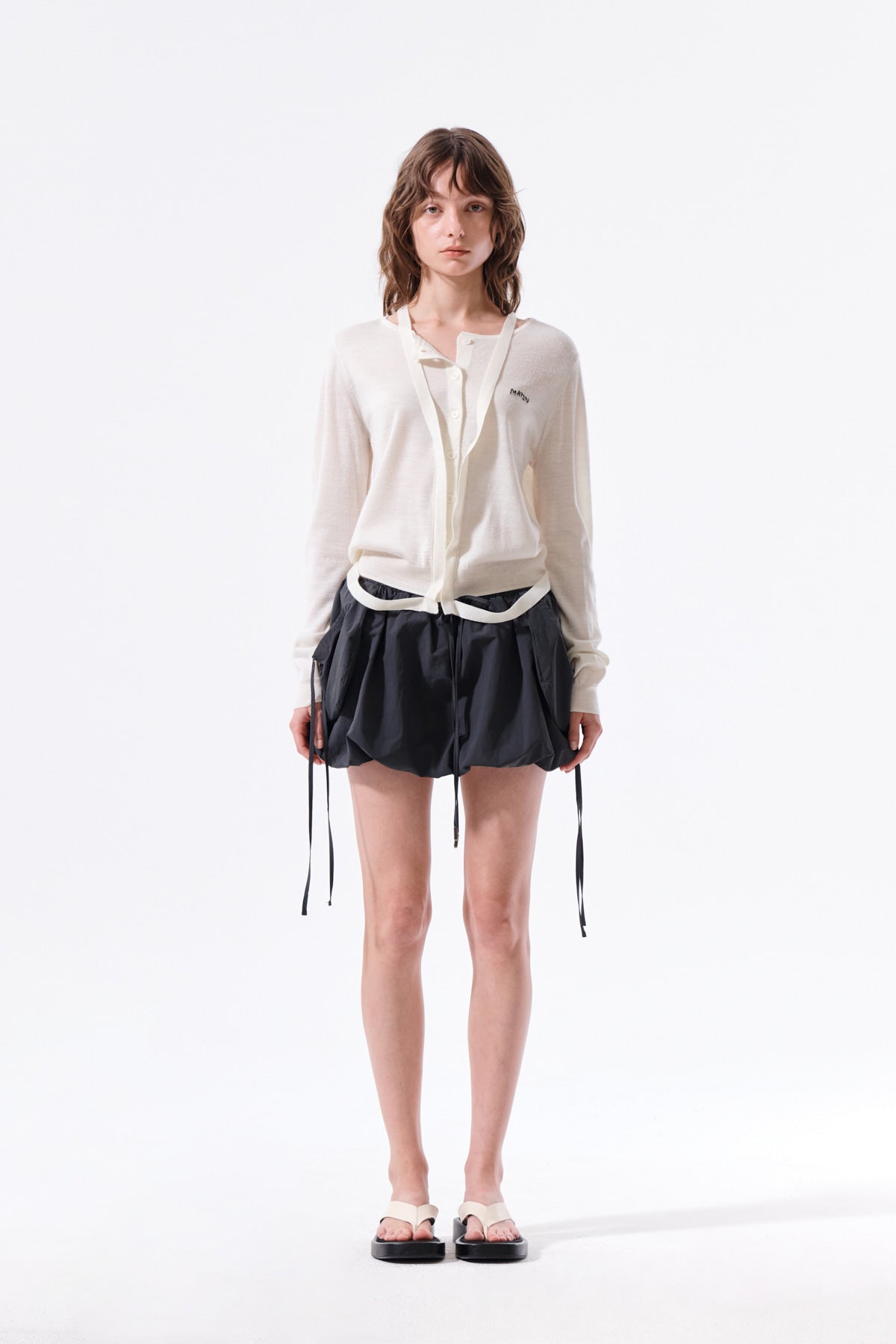 matinkim STRAP DETAIL BALLON SKIRT IN CHARCOAL