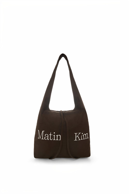 matinkim LOGO POINT ROUND ECOBAG IN KHAKI BROWN