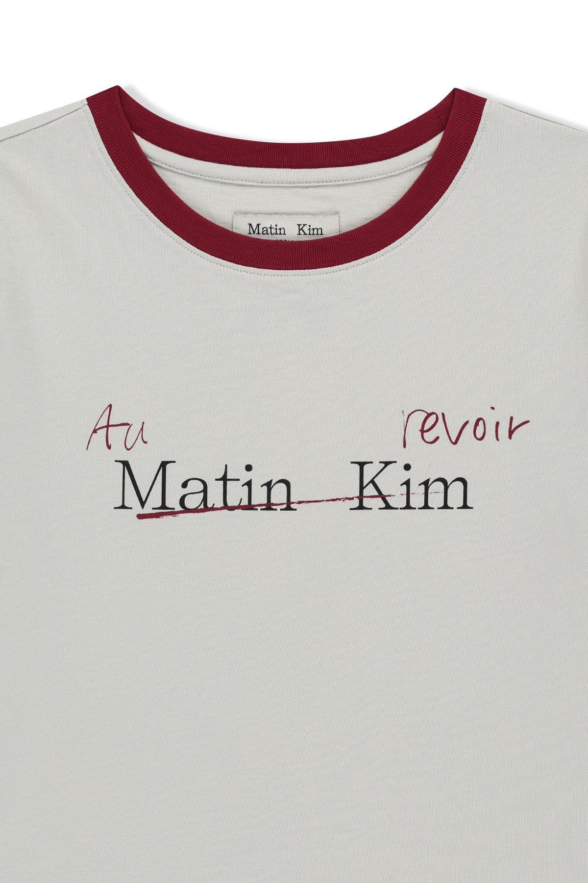 matinkim TONAL RIB LOGO CROP TOP IN GREY