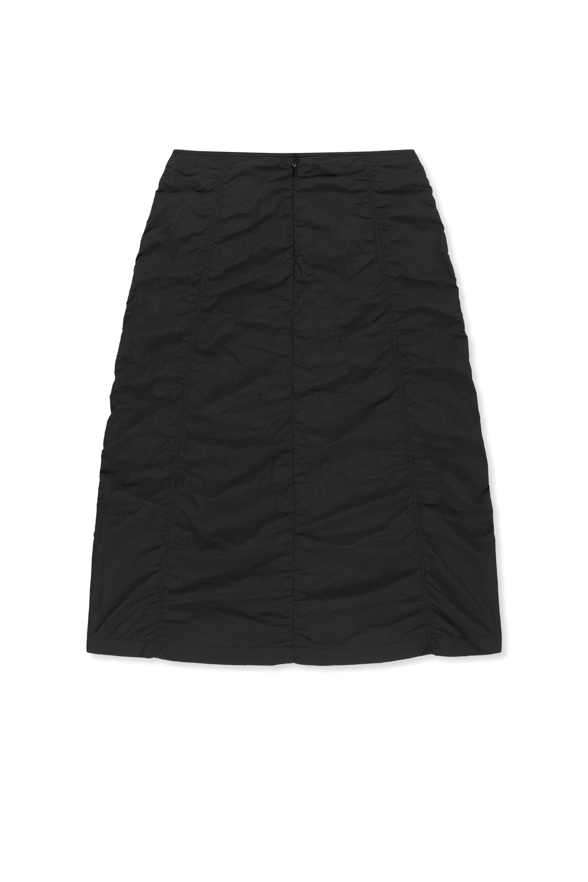matinkim NYLON SHIRRING MIDI SKIRT IN BLACK