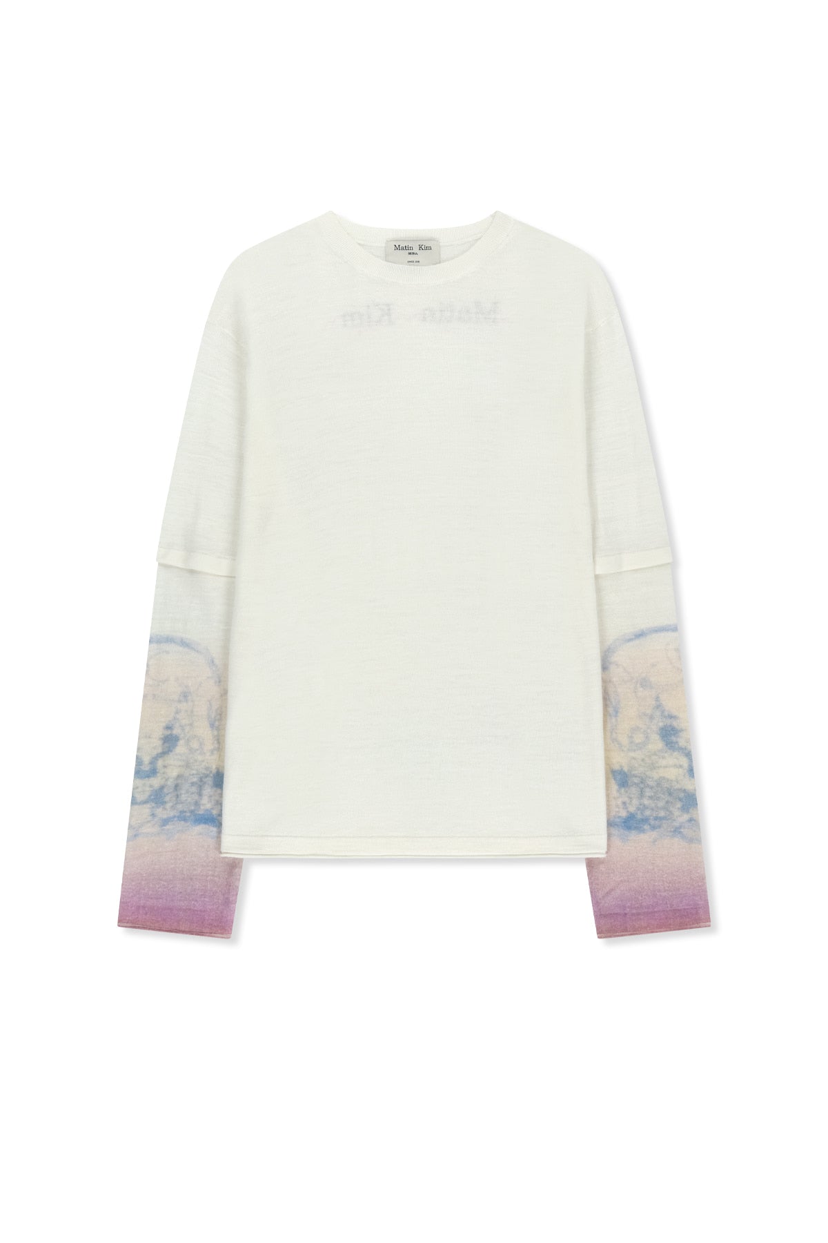 matinkim SLEEVE PRINT KNIT PULLOVER IN IVORY