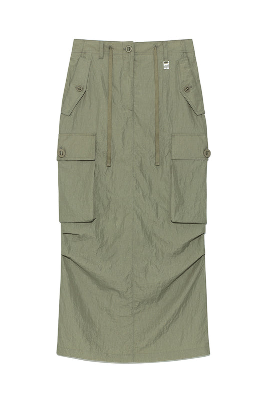matinkim STRING NYLON CARGO SKIRT IN KHAKI