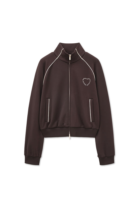 matinkim HEART LOGO TRACK JUMPER IN BROWN