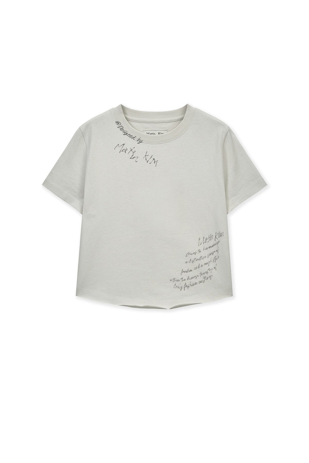 matinkim GRAFFITI ROUND HEM CROP TOP IN CREAM