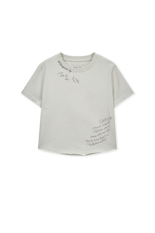 matinkim GRAFFITI ROUND HEM CROP TOP IN CREAM