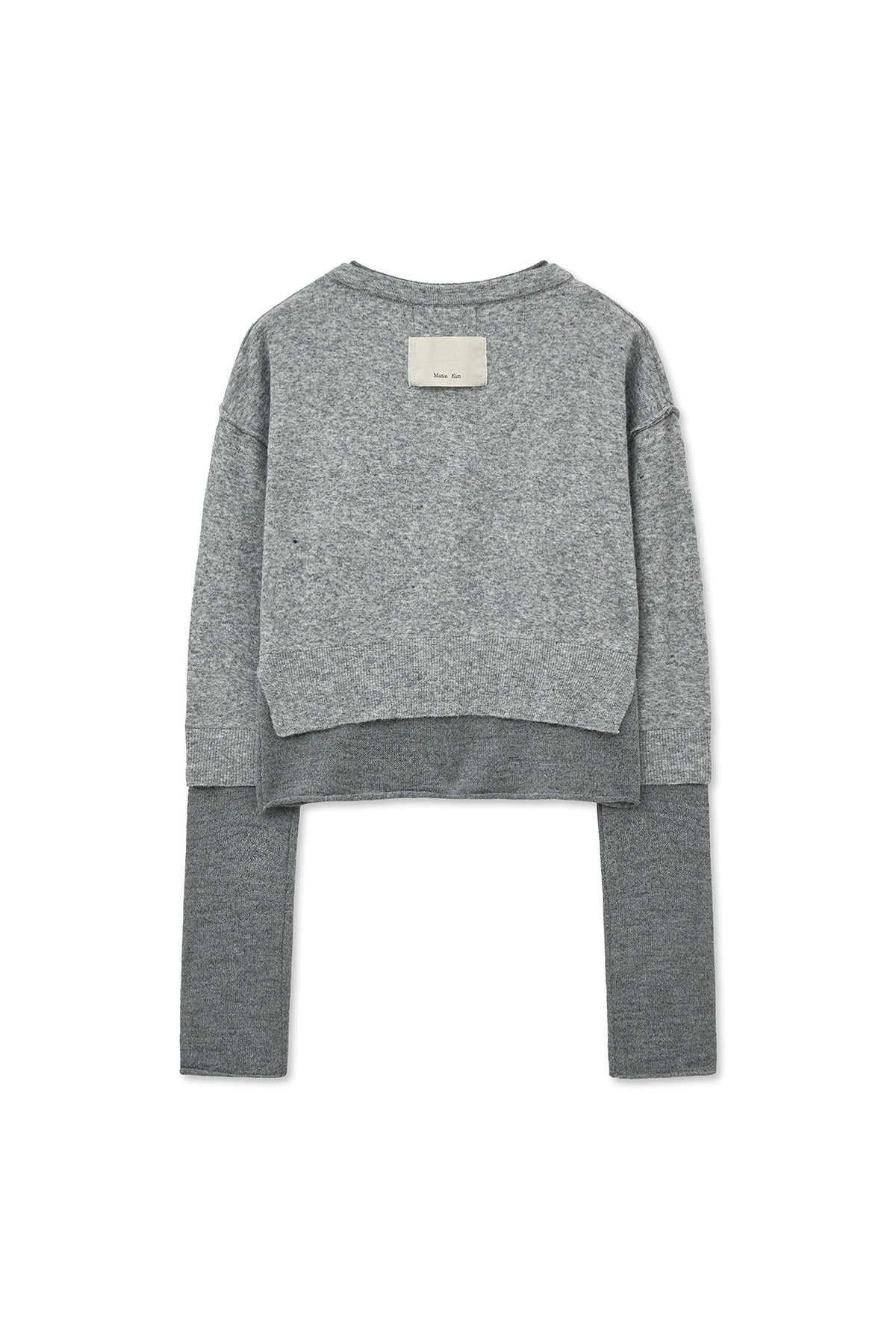 matinkim LAYERED TEXTURE KNIT CARDIGAN IN GREY