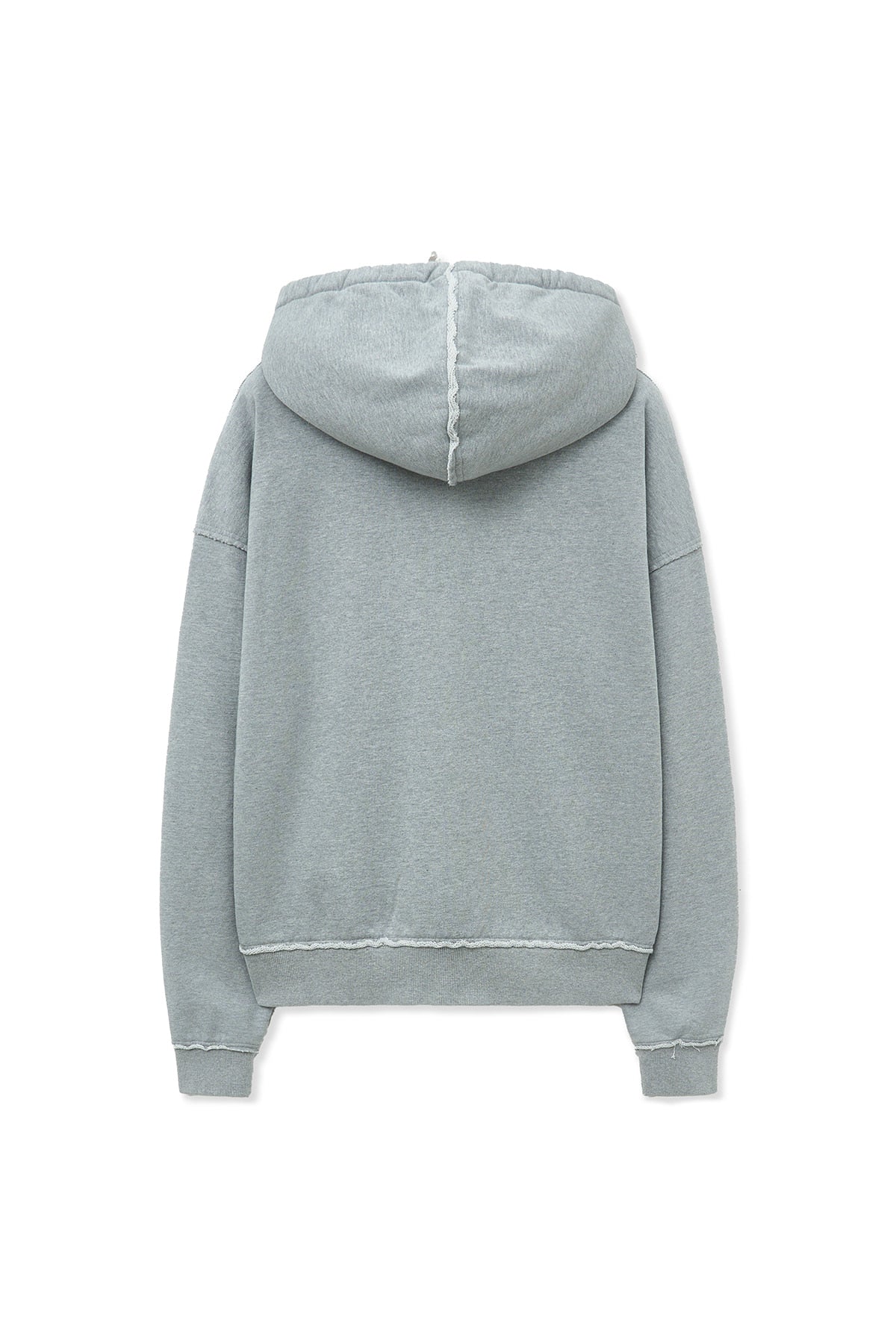 matinkim RAW CUT APPLIQUE HOODY ZIP UP IN GREY