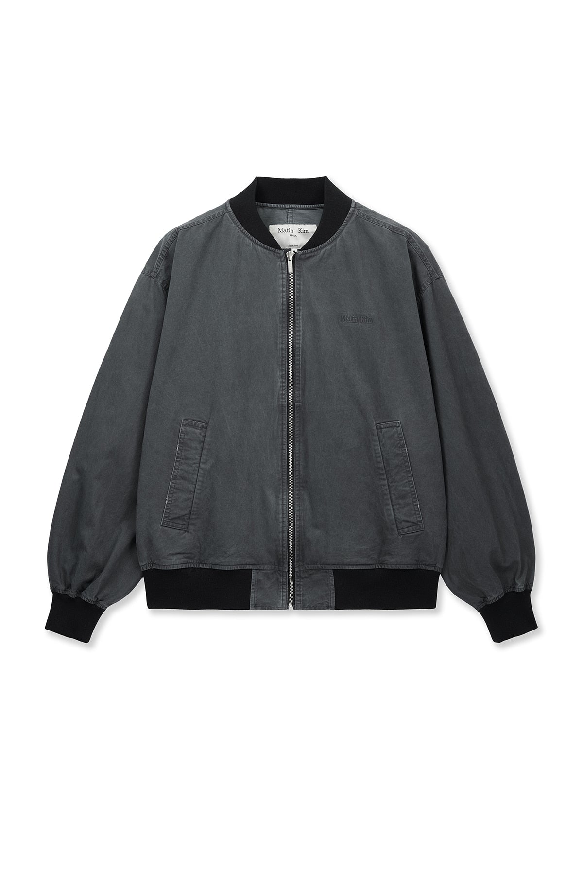 matinkim VINTAGE WASHED BACK LOGO JUMPER IN CHARCOAL