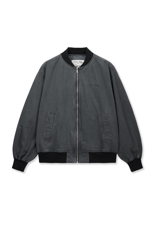 matinkim VINTAGE WASHED BACK LOGO JUMPER IN CHARCOAL